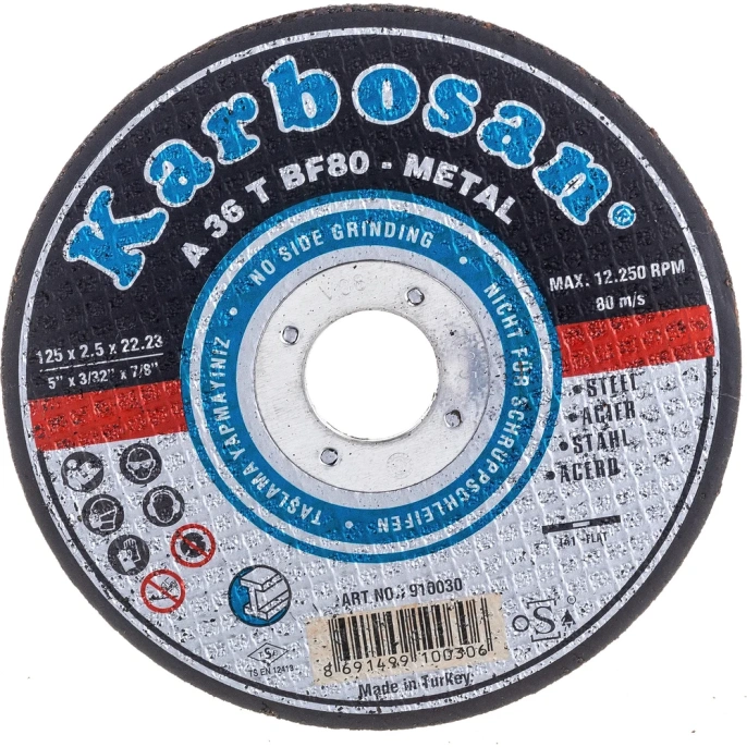 Диск отрезной по металлу 125х2.5х22 мм Karbosan KAR-910030