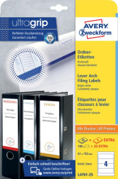 Этикетки Avery Zweckform L4761-25, A4, универсальная, 25л, 80г/м2, белый, 192мм х 61мм, 4шт