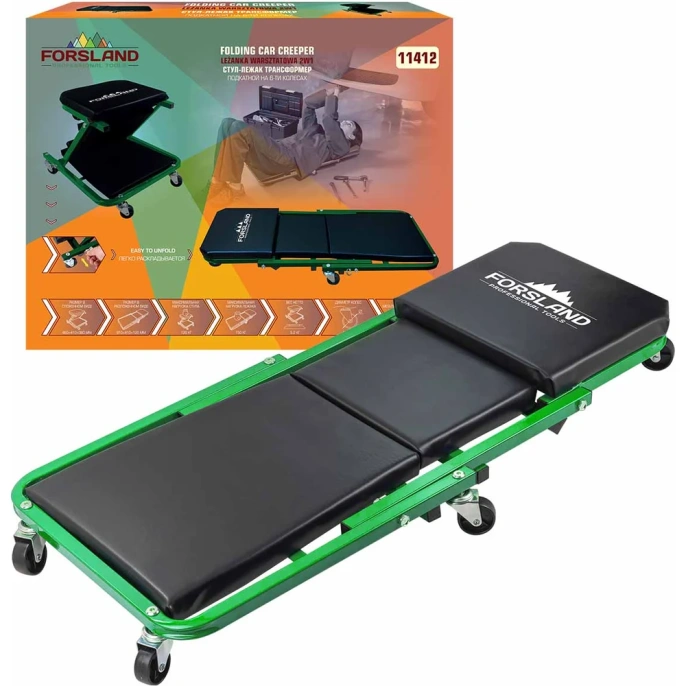 Подкатной стул-лежак трансформер Forsland на 6-ти колесах 11412(59687)