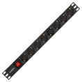 Блок розеток с выключателем с подсветкой ExeGate ServerPro PDU-19H803 Al-8S-EU2CU-SW (19", 1U, Алюминий, 8*EU/Тип F(Schuko), Евровилка EU/Тип F(Schuko) VDE-250V-16A-3*1.5mm2, медь, 2 метра, выкл. с подсветкой, черный, RTL) EX280842RUS