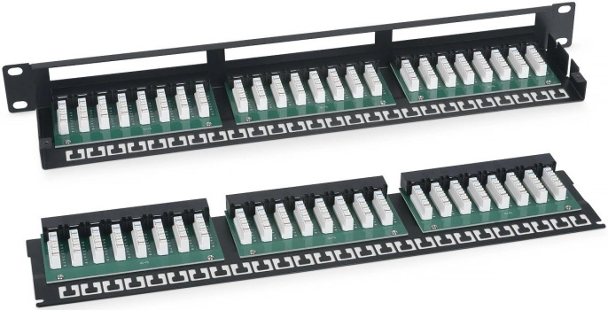 Cabeus PLHD-48-Cat.5e-Dual IDC-1U Патч-панель высокой плотности 19", 1U, 48 портов RJ-45, категория 5e, Dual IDC