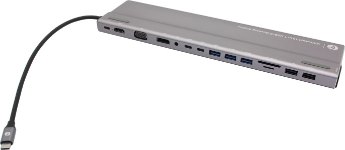 Док-станция USB-C VCOM CU4703 USB-C - HDMI F +DSub 15F +DP F +SD/microSD CR+3xUSB3.0+2xUSB2.0+2xUSB-C+RJ45+audio