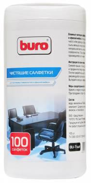 Влажные салфетки Buro BU-Tsurl,  100 шт (туба) для пластиковых поверхностей и офисной мебели