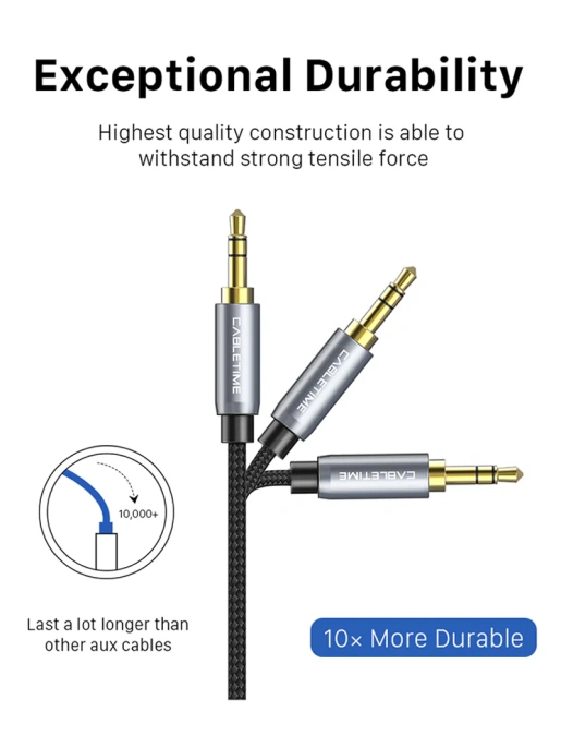 Аудиокабель CABLETIME CF12K (CT-AV311-P11RGN-SG1.8) 1.8 м, AUX стерео 3,5 мм (1/8") 90 градусов, медный, черный ПВХ нейлоновый