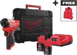 Промо-набор Milwaukee M12 FID2MC-202X (4933499462) (включает: винтовёрт M12 Fuel FID2-202X, 2 аккумулятора M12 B2, зарядное устройство С12С, пуховый жилет Milwaukee)