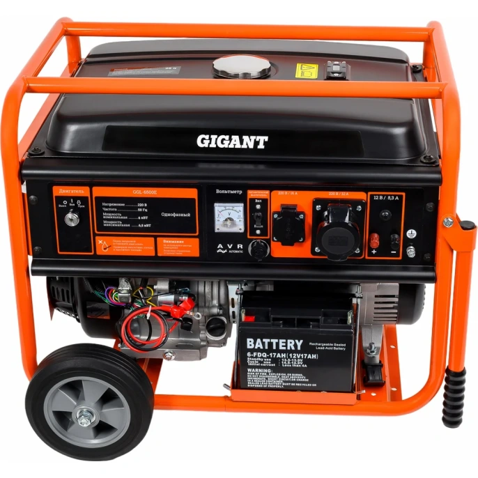Бензиновый генератор Gigant (6,5 кВт; эл.стартер; ATS; колёса и ручки) GGL-6500E
