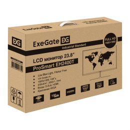 Монитор 23.8" 100 Гц ExeGate ProSmart EH2400T (VA LED Grade A+, FHD, 1920x1080@100Гц, 16:9, 250cd/m2, 3000:1, 178°/178°, 5ms, D-Sub, HDMI, Flicker-free, кабель HDMI 1.5м, VESA, регулировка наклона (tilt), черный) EX300432RUS