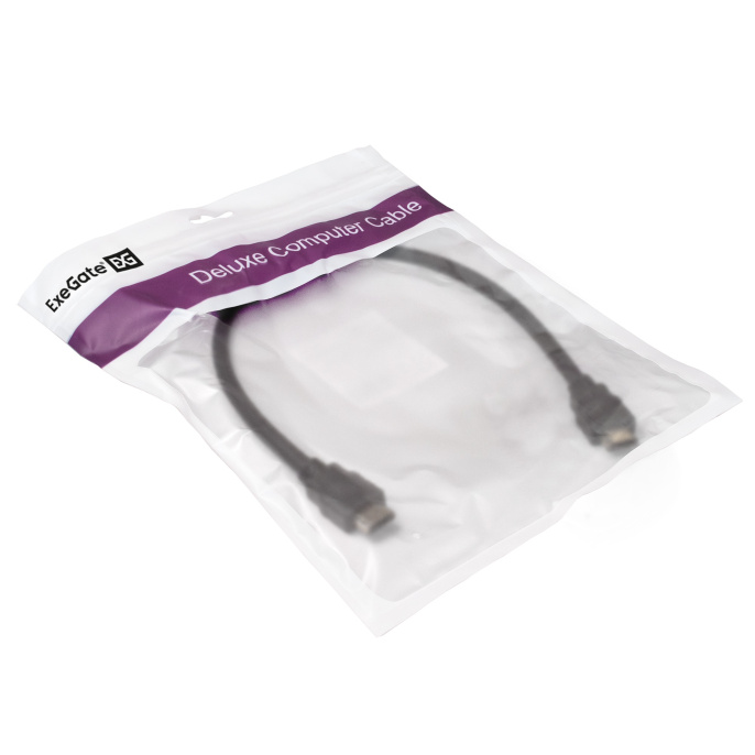 Кабель HDMI ExeGate EX-CC-HDMI2-0.5 (19M/19M, v2.0, 0,5м, 4K UHD, Ethernet, позолоченные контакты) EX287728RUS