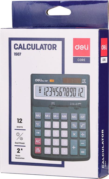 Калькулятор Deli Smart, E1507, 12-разрядный, черный