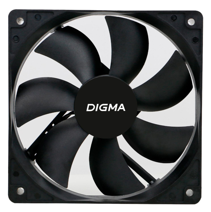 Вентилятор Digma DFAN-120-7 120мм, 3-pin, от БП:4-pin (Molex), 1200об/мин, 23 дБ, черный, Ret