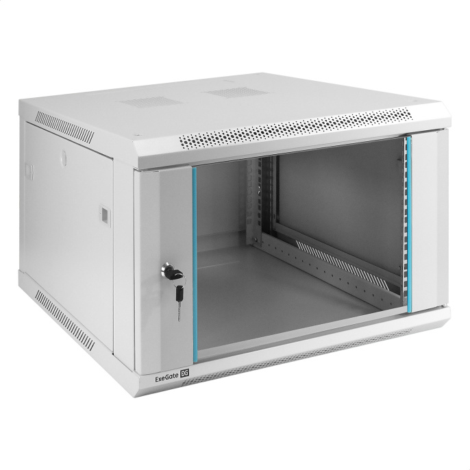 Шкаф телекоммуникационный 19" настенный 6U ExeGate EC-WM-6U.600.G.GREY 19”, 6U, 600x600x370mm ШхГхВ , передняя дверь закаленное стекло, съемные боковые панели, пыле- и влагозащита IP23, светло-серый RAL 7035 EX298600RUS