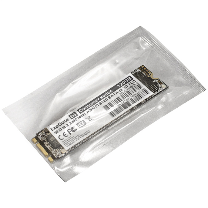 Накопитель SSD M.2 2280 SATA 120GB ExeGate Next A2000TS120 (SATA-III, 22x80mm, 3D TLC) EX280467RUS