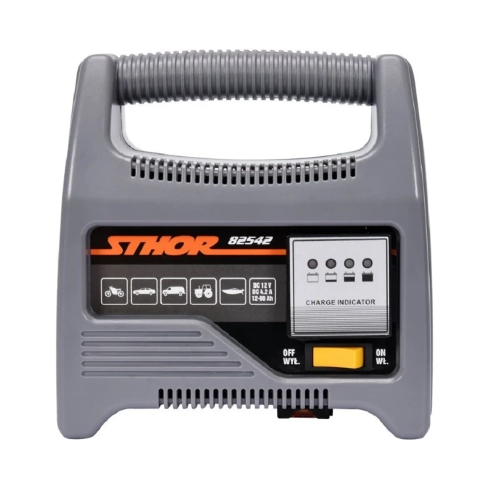 Зарядное устройство для аккумуляторов STHOR 12В/6А/90Ач LED 82542