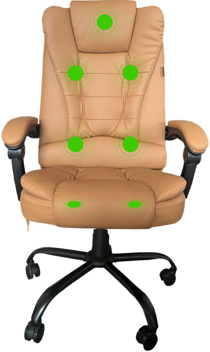 Кресло Cactus CS-CHR-OC05M-BR с вибромассажем, экокожа, до 120кг, темно-коричневый