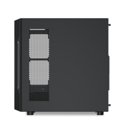 Корпус SAMA S40 Black (S40-BKAPA4X1-GL) (материал: сталь SPCC, окно: закалённое стекло, 1xUSB-C, 2xUSB3.0, Audio, без БП, 3x3.5” и 3x2.5”/3.5″, 7 слотов расширения, ATX, длина видеокарты: 415 мм, высота кулера: 164 мм, воздушное охлаждение: сверху 3х120мм
