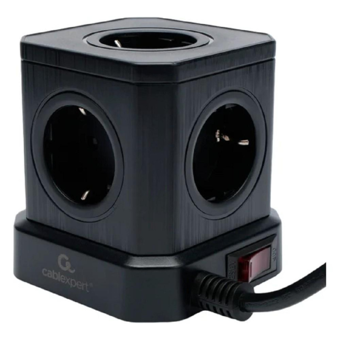 Cablexpert Сетевой фильтр Tower TWR-5-U4-B-3 Tower 5р, 10А, 4 х USB, 3.1А, 3м, ур.защиты 4+ черный, коробка {22553}