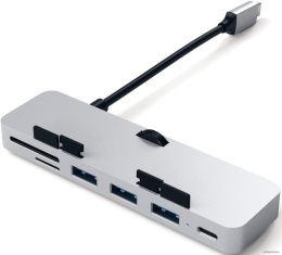 USB-концентратор Satechi Aluminum Type-C Clamp Hub Pro для new 2017 iMac и iMac Pro. Интерфейс USB-C. 3 разъема USB 3.0, 1 разъем USB-C, слоты для карты памяти SD, Micro SD. Цвет серебряный. (ST-TCIMHS)