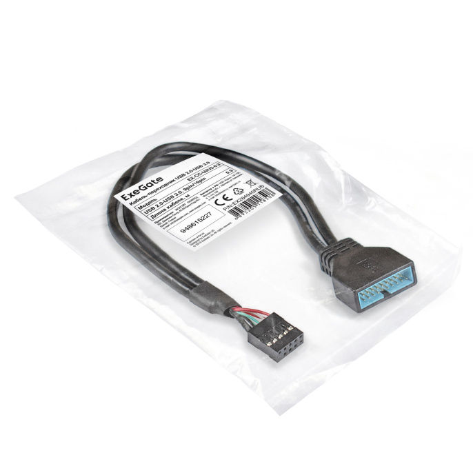 Exegate EX284940RUS Кабель-переходник USB 2.0-USB 3.0 ExeGate EX-CC-U3U2-0.3 9pin/19pin, 0,3м