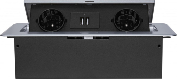 Розетка Cactus CS-SOCKET-EU/USBA-GY для столешницы 26.5x11.8x6.5см серый