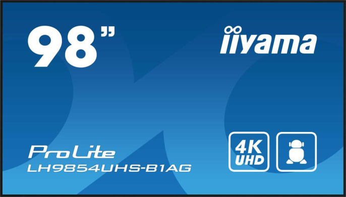 Информационный дисплей 98" 16:9 3840x2160 UHD 4K IPS, 60 Hz, 500 cd/m, H178°/V178°, 1200:1, 1.07B, 8ms, VGA, 3xHDMI, 2xDP, RJ-45, RS232C, MicroSD, 2xUSB Type A, Speakers, OPS Slot, Android 11, 24/7, 3Y, Black