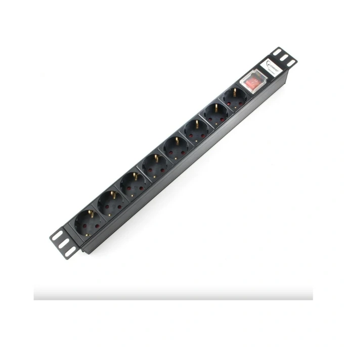 Блок Gembird 1 вход С14/ 8 евророзеток с защитой для 19. C14. MAX-19. 16A. 1U. MAX19-EH8-0