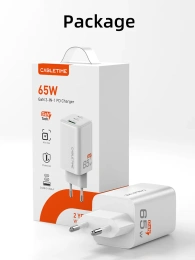 Зарядное устройство CABLETIME GA65W CT-GAN65A-PW GaN PD3.0 2C1A 65 Вт, белый