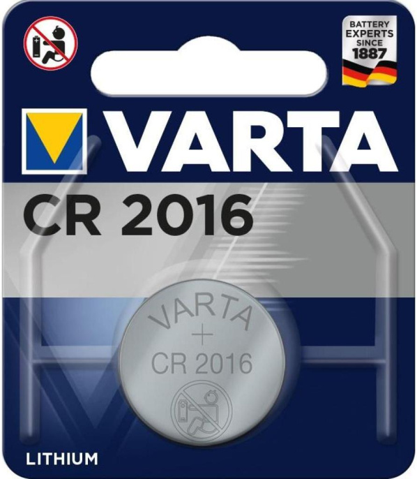 Батарейка Varta Lithium 6016 CR 2016 BL1 (литиевый, напряжение: 3 V, емкость: 90 мАч, рабочая температура: от -30 до +60 С)