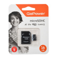 Карта памяти microSD GoPower 16GB Class10 60 МБ/сек V10 с адаптером (00-00025674)
