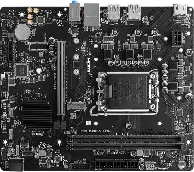 Материнская плата MSI PRO H610M-S DDR4 Soc-1700 Intel H610 2xDDR4 mATX AC`97 8ch 7.1 GbLAN+HDMI