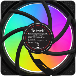 Вентилятор BLOODY BD-CF120ARGB1 120мм, 4-pin, 1600об/мин, 11 - 26 дБ, ARGB, черный, Ret [bd-cf120argb1-bk]