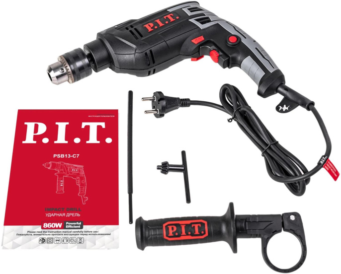Дрель ударная P.I.T. PSB13-C7 850Вт ключевой реверс