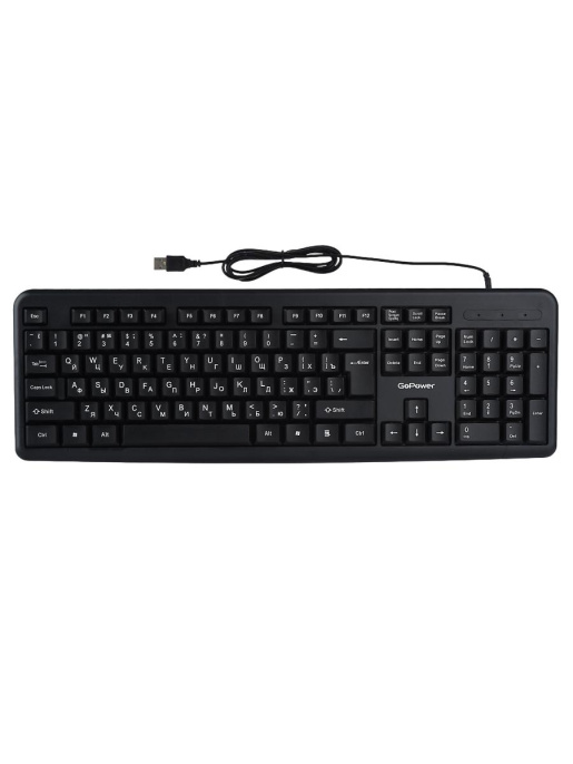Клавиатура проводная GoPower GPK01 классическая USB 1.35м черный 1/20 00-00030987