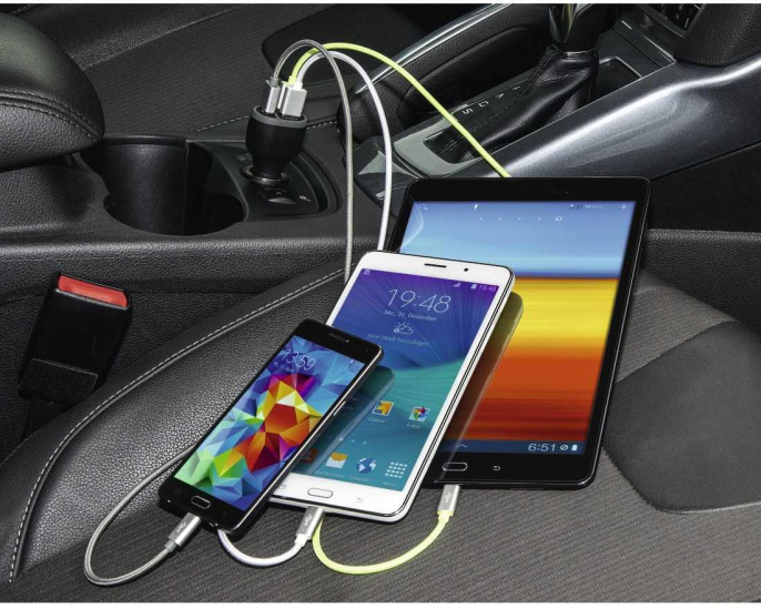 Автомобильное зарядное устройство HAMA H-173603,  3xUSB-A,  5Вт, 2.1A, черный [00173603]