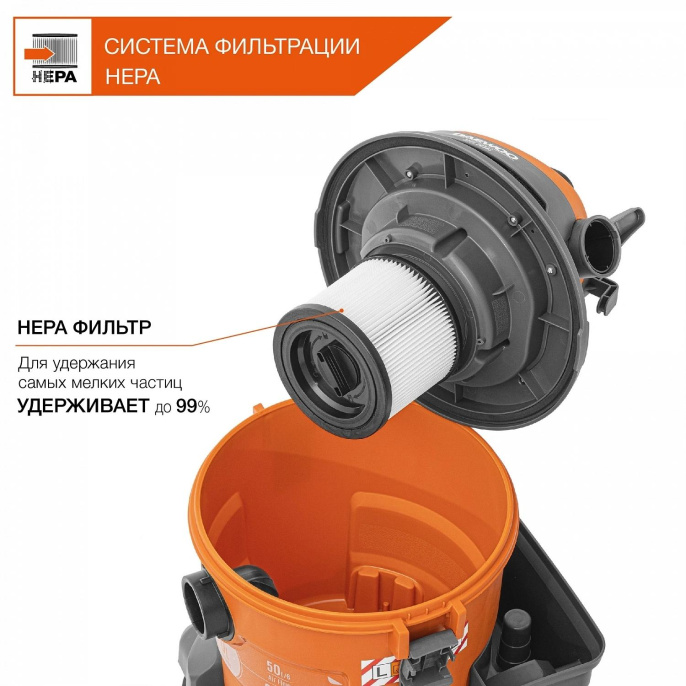 Строительный пылесос Daewoo DAVC 2514S,  серый