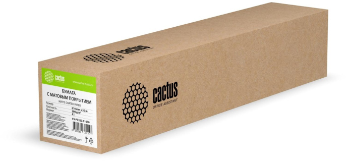 Бумага Cactus универсальная (с покрытием), 610мм х 30м, втулка 50.8мм (2"), 200г/м2, белый, покрытие матовое [cs-pc200-61030]