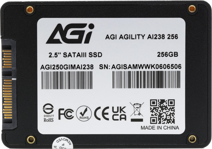 SSD накопитель AGI AI238 AGI250GIMAI238 256ГБ, 2.5", SATA III, SATA, rtl