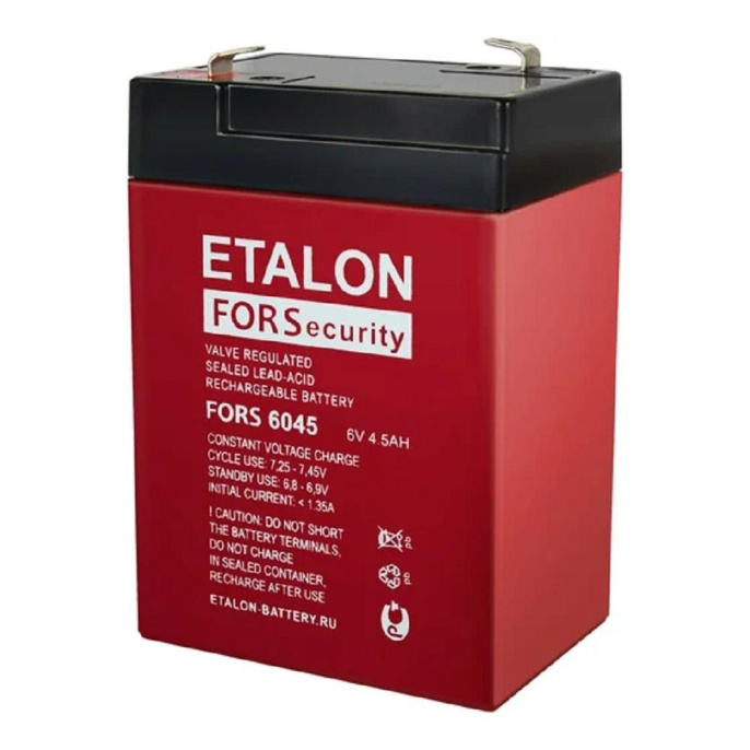 ETALON Аккумулятор FORS 6045 6 В 4,5 Ач,Нож F1 Faston