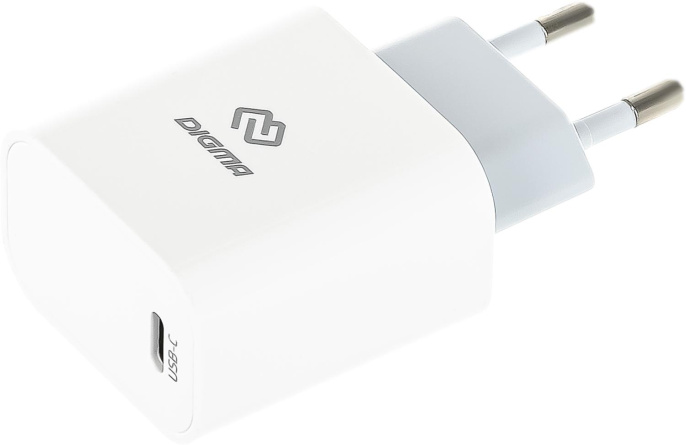 Сетевое зарядное устройство Digma DGW2C,  USB-C, 20Вт, 3A, белый [dgw2c0f010wh]