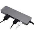 Gembird Док-станция Type-C 5в1: 3xUSB3.1, PD100W, HDMI, кабель 17см, алюминий UHB-D1