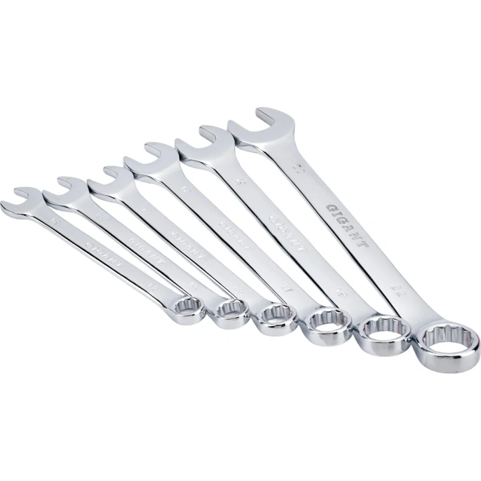 Набор комбинированных ключей Gigant 6 - 22 мм, 12 шт., полированный хром, Сталь Cr-V, 6-22мм, GDWSP-12