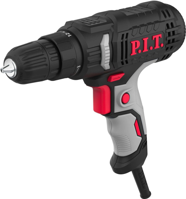 Дрель-шуруповерт P.I.T. PBM10-C4 мощность 400Вт, питание: сеть, электронная регулировка оборотов, тип патрона: быстрозажимной, диаметр: 0.8-10мм, диаметр сверления: дерево 25мм, металл 10мм, крутящий момент: 25Нм, 1000об/мин, длина кабеля: 6м, материал и