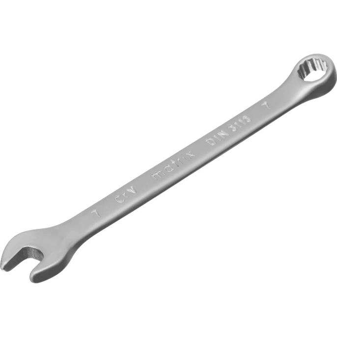 Комбинированный ключ 7 мм MATRIX CrV, матовый хром// 15103