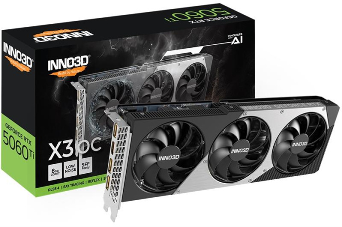Видеокарта INNO3D RTX 5060 Ti X3 OC//RTX5060Ti, HDMI, DP*3, 8G,D7 N506T3-08D7X-193075L