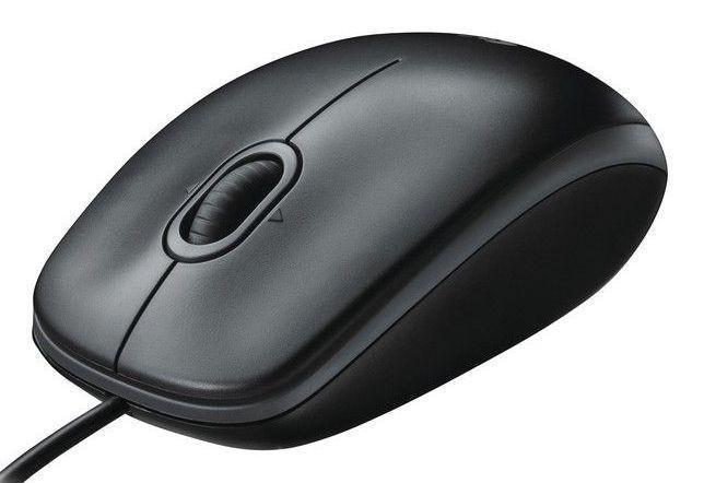 Мышь проводная LOGITECH B100 черный (USB, 1000dpi, 2but) (910-006605)