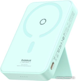 Портативное зарядное устройство Baseus P10064101333-00 MagPro Magnetic Bracket Wireless Fast-Charging 5000mAh 20W Peppermint Blue; с кабелем Type-C to Type-C 30cm White