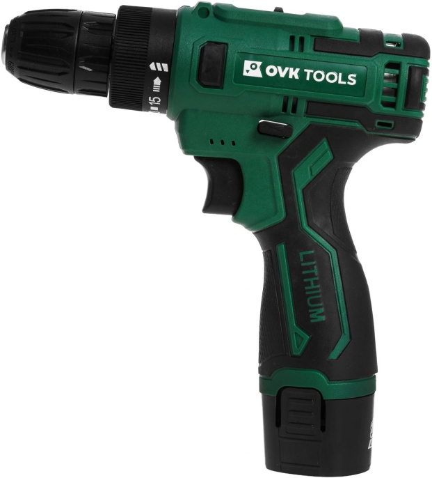 Дрель-шуруповерт Ovk Tools OTCS3AA-12V-1.5A 12Вт аккум. патрон:быстрозажимной (кейс в комплекте)