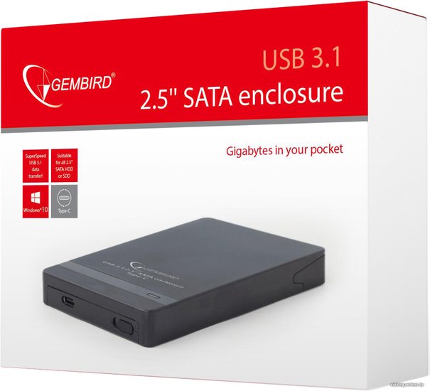 Gembird EE2-U31S-2 EXT BOX для внешнего подключения 2.5" SATA HDD USB3.1-C