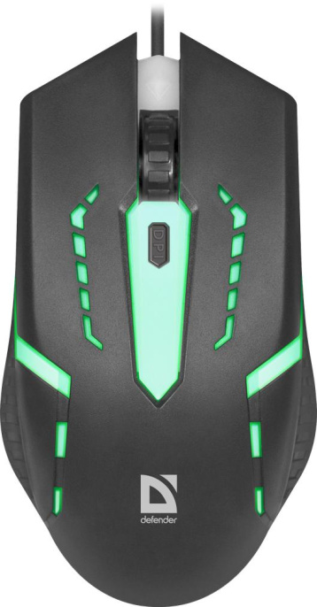 Мышь проводная Defender Hit MB-601, игровая, оптическая, USB, 1200dpi, черный [52601]