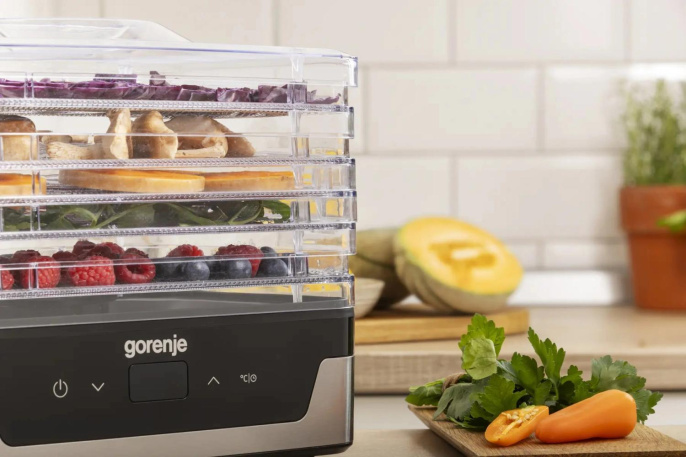Сушка для фруктов и овощей Gorenje FDK400DE 5под. 240Вт нержавеющая сталь