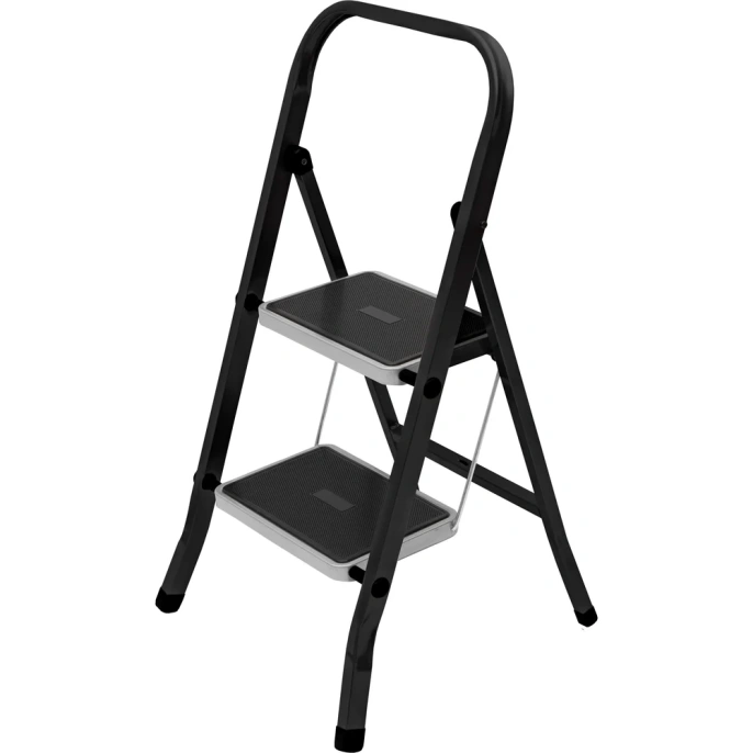 Стремянка Zalger Jet Black 2 широкие ступени, с ковриком, сталь 9910-2